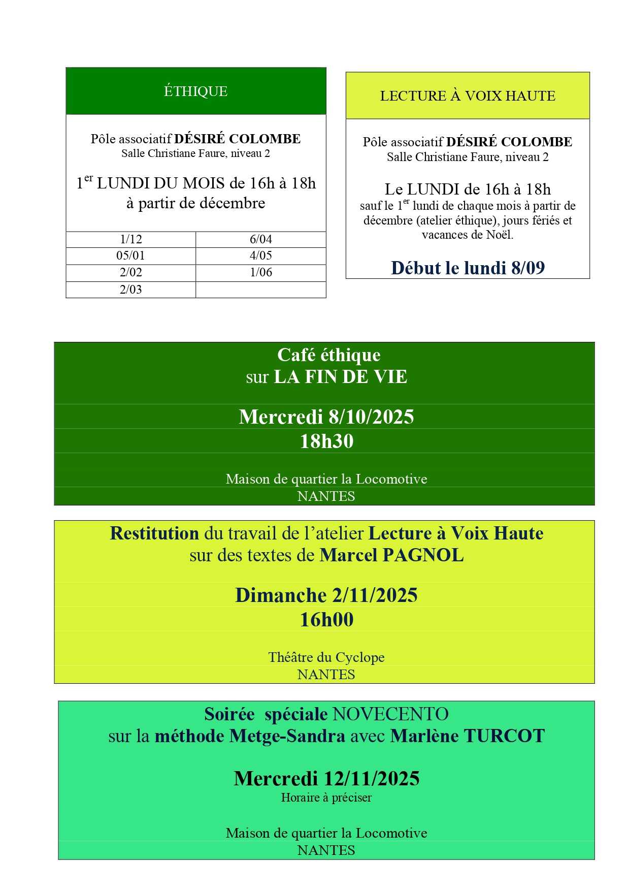 Planning Novecento 2025-26