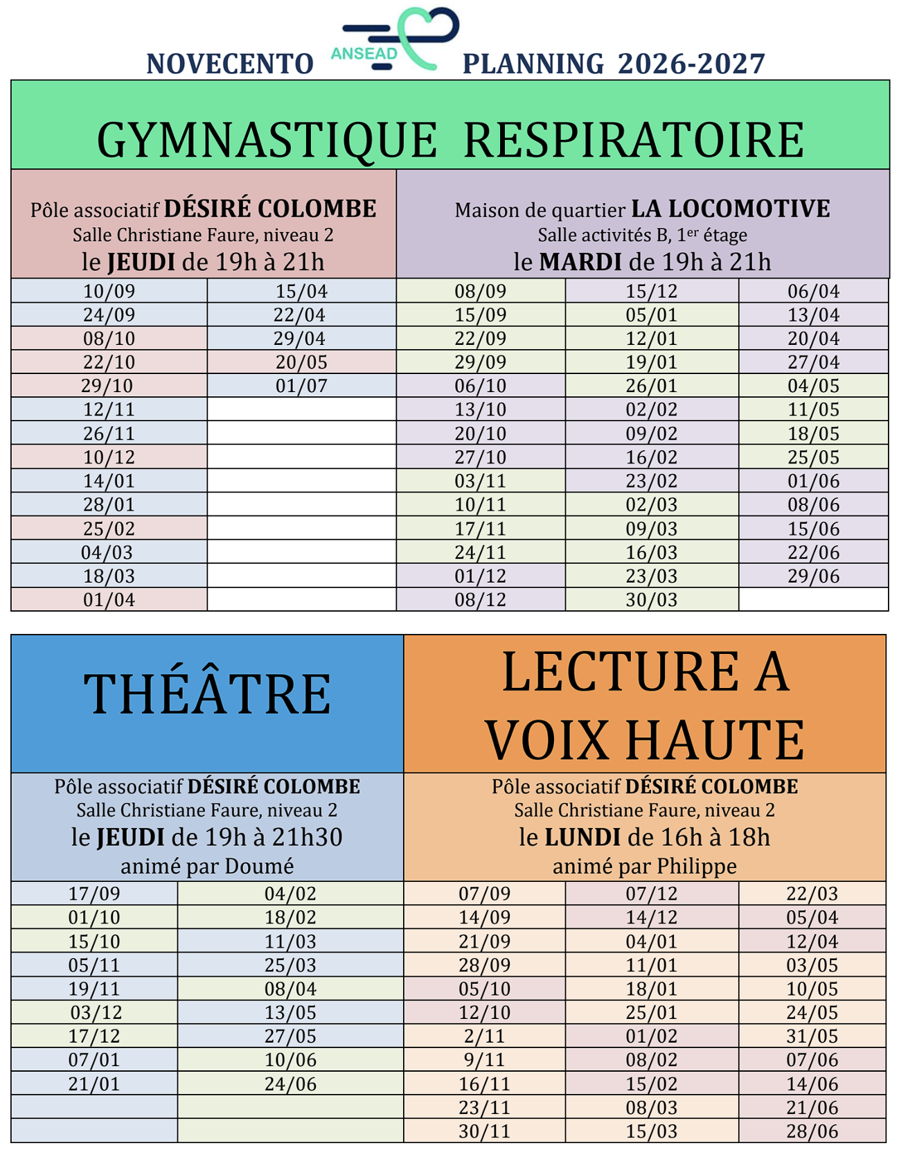 planning novecento 2025-2026